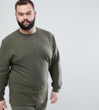 Asos Plus Sweatshirt With Button Neck In Khaki Nepp - Green