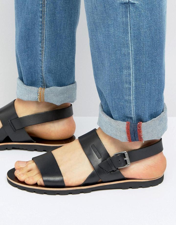 Tommy Hilfiger Saint Leather Sandals - Black