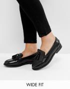 Asos Maxwell Wide Fit Leather Loafers - Black
