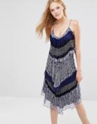 Greylin Murakell Silk Hanky Midi Dress - Navy