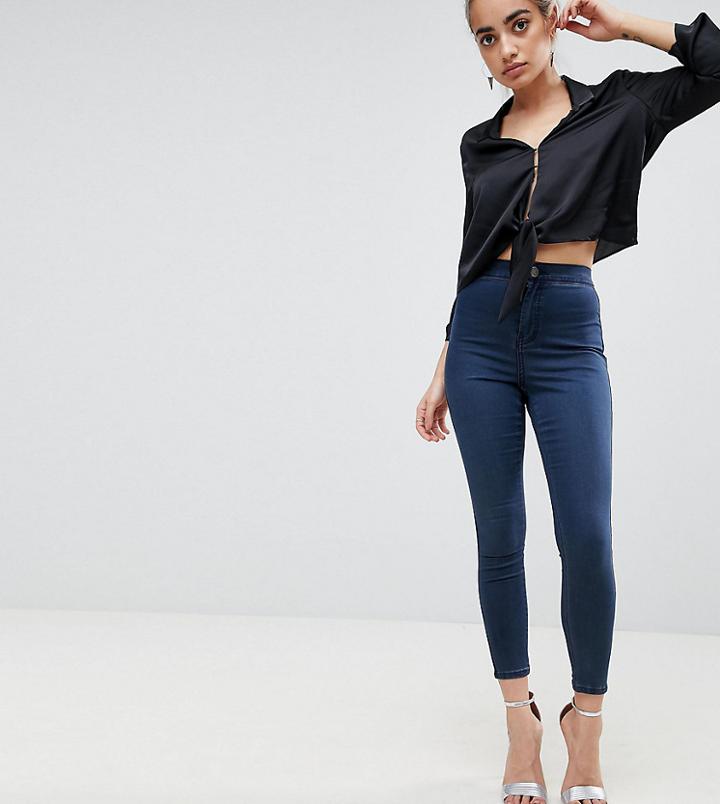 Asos Petite Rivington High Waisted Jeggings In Vivienne Wash - Blue