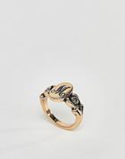 Asos Design Ornate Monogram 'm' Initial Ring - Gold