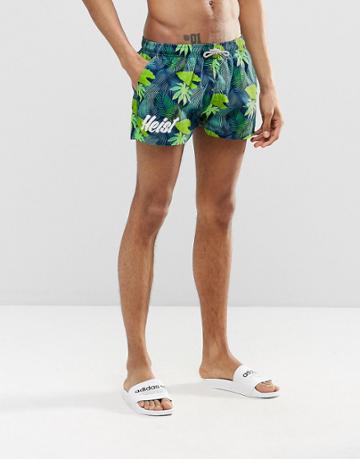 Heist Tropical Short Swim Shorts - Green