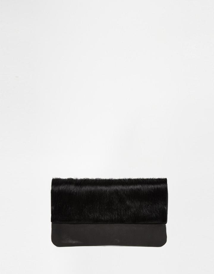 Asos Unlined Purse With Faux Pony Flap - Black