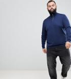 Asos Design Plus Knitted Half Zip Sweater In Navy - Navy