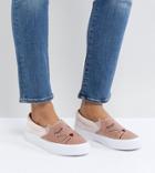 Asos Delicate Embroidered Cat Sneakers - Pink