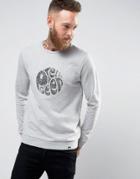 Pretty Green Sweatshirt With Paisley Logo Applique In Slim Fit Gray -