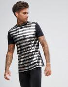 Asos T-shirt With Sequin Stripe - Black