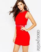 Asos Petite Dress With Embellished Collar Stand - Red $27.00
