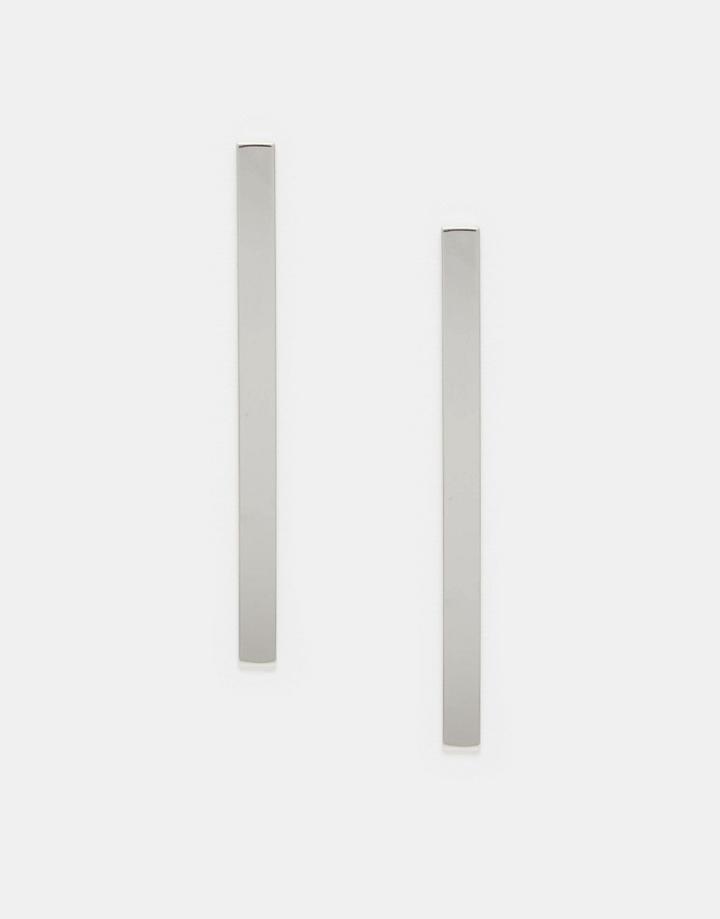 Asos Long Smooth Bar Earrings - Silver