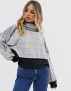 Free People At The Lodge Roll Neck Sweatshirt-gray