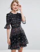 Oasis Lace And Daisy Print Dress - Multi