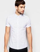 Asos Skinny Shirt With Arrow Print In White - White