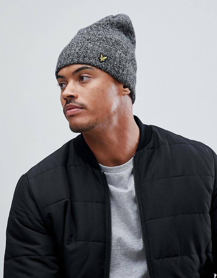 Lyle & Scott Logo Beanie Hat In Black - Black