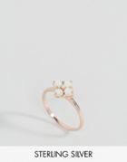 Asos Rose Gold Plated Flower Stone Ring - Copper