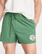 Asos Design Swim Shorts With Sea Shell Print-green