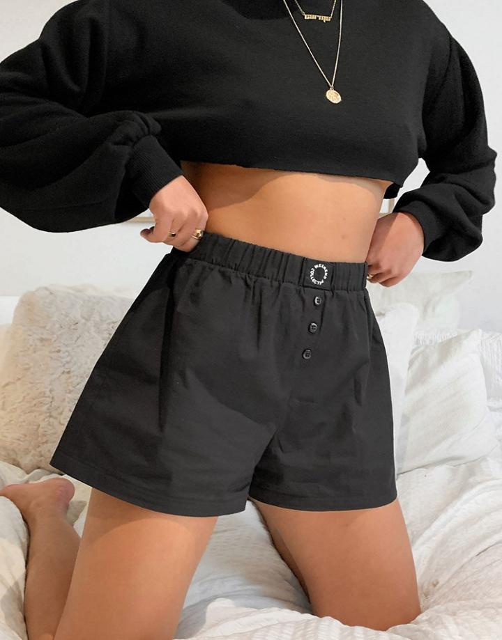 Asos Weekend Collective Lounge Woven Boxer Short In Black