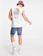 Jack & Jones Originals Oversized Tank With 90s Retro Print In White