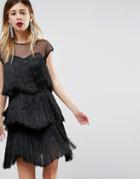 Asos Ultimate Fringe Layered Mini Dress - Black
