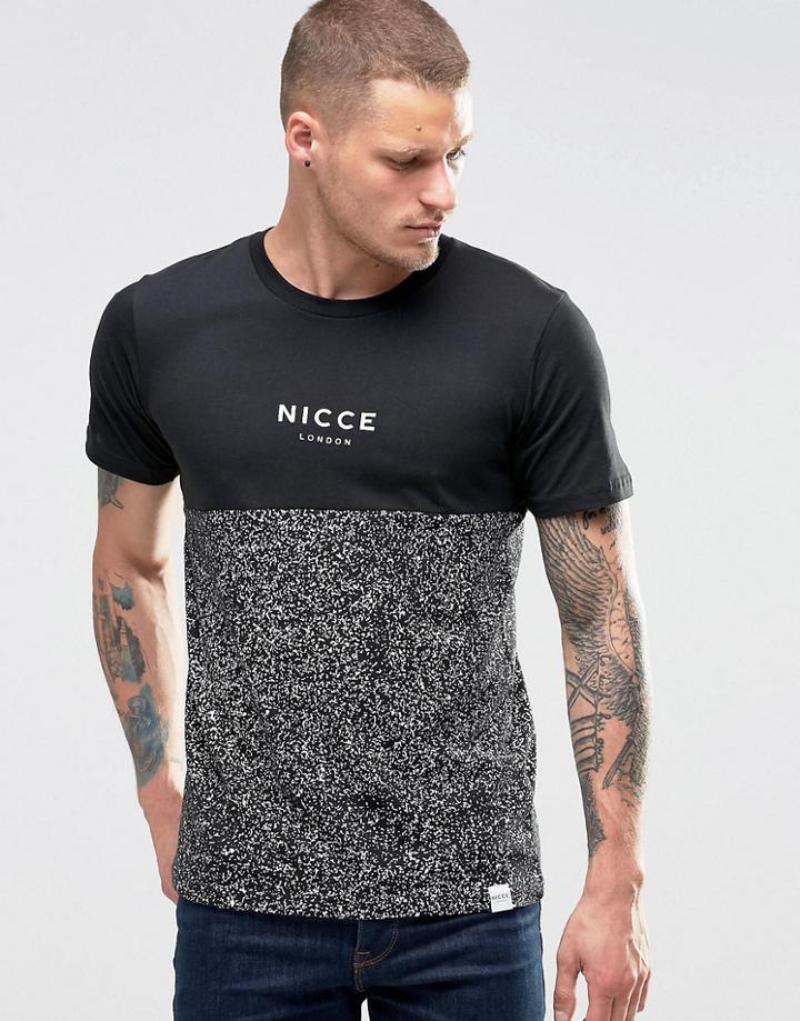 Nicce Half White Noise T-shirt - Black