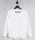 Pieces Maternity Oversized Collar Shirt In White