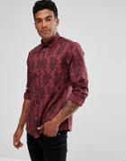 Asos Stretch Slim Shirt With Paisley Floral Print - Red