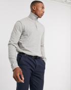 Jack & Jones Premium Quarter Zip Knitted Sweater In Gray