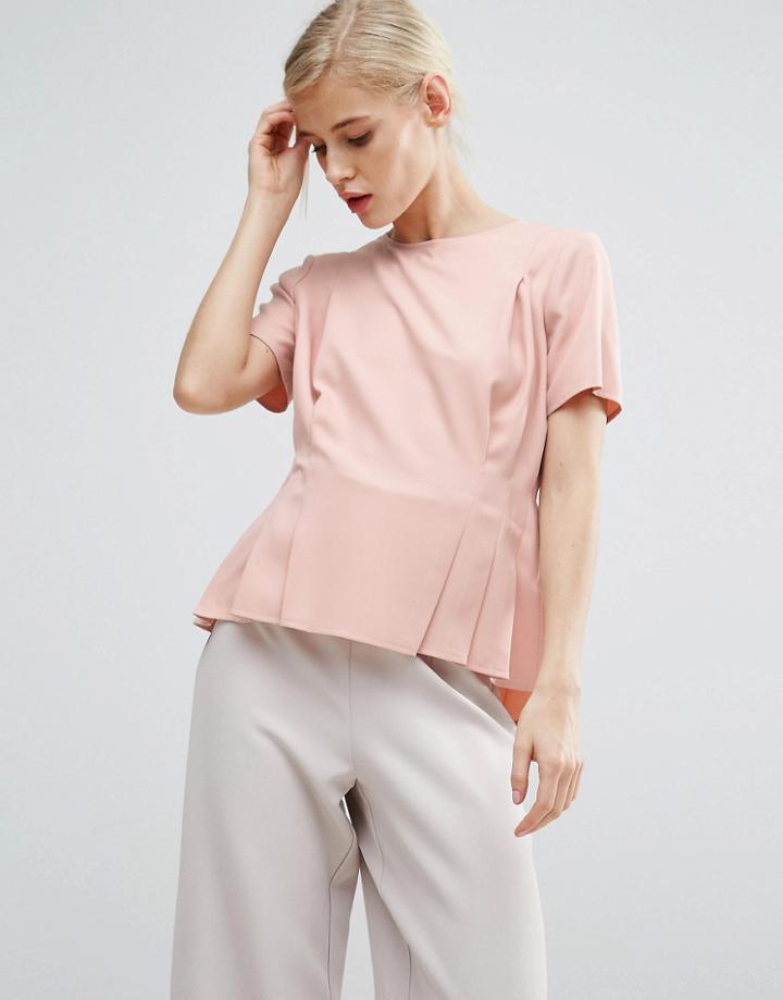 Asos Structured T-shirt With Pleat Waist - Pink