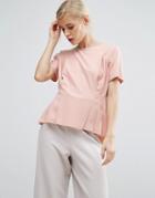 Asos Structured T-shirt With Pleat Waist - Pink