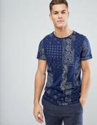Stradivarius T-shirt With Paisley Print In Navy - Navy