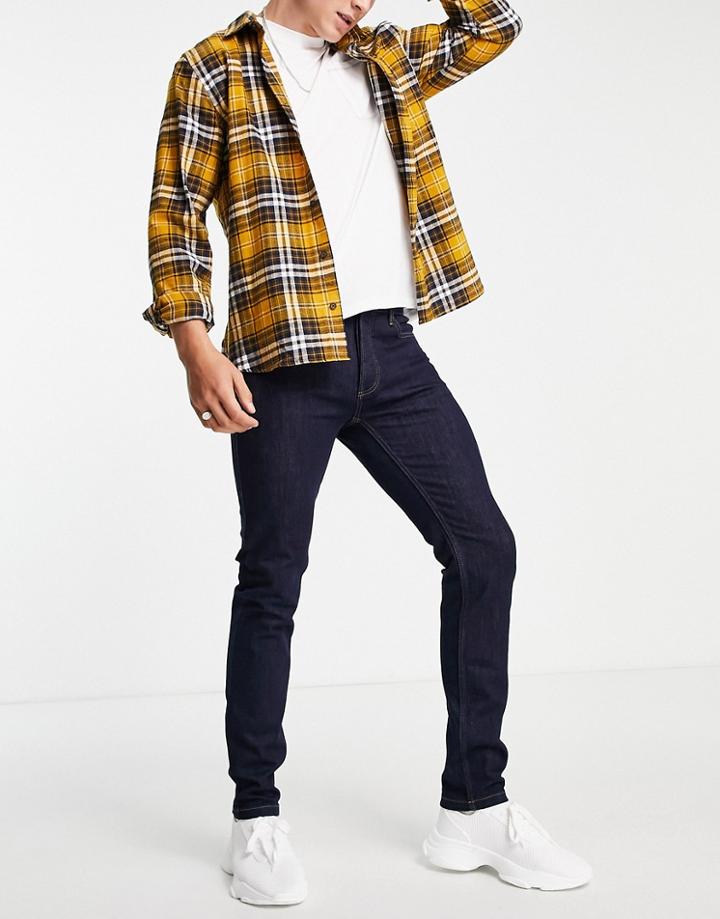 Topman Stretch Skinny Jeans In Raw-blues
