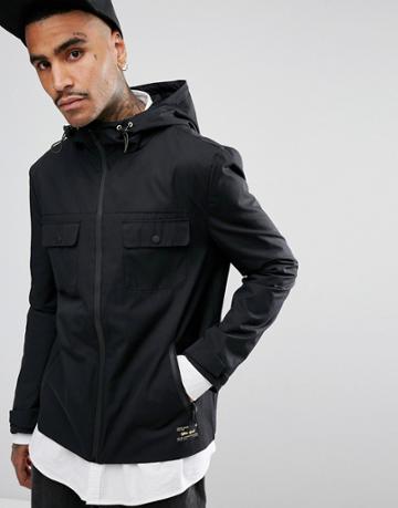 Gio Goi Hooded Jacket In Black - Black