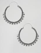 Asos Design Large Cut Out Filligree Detail Hoop Earrings - Silver
