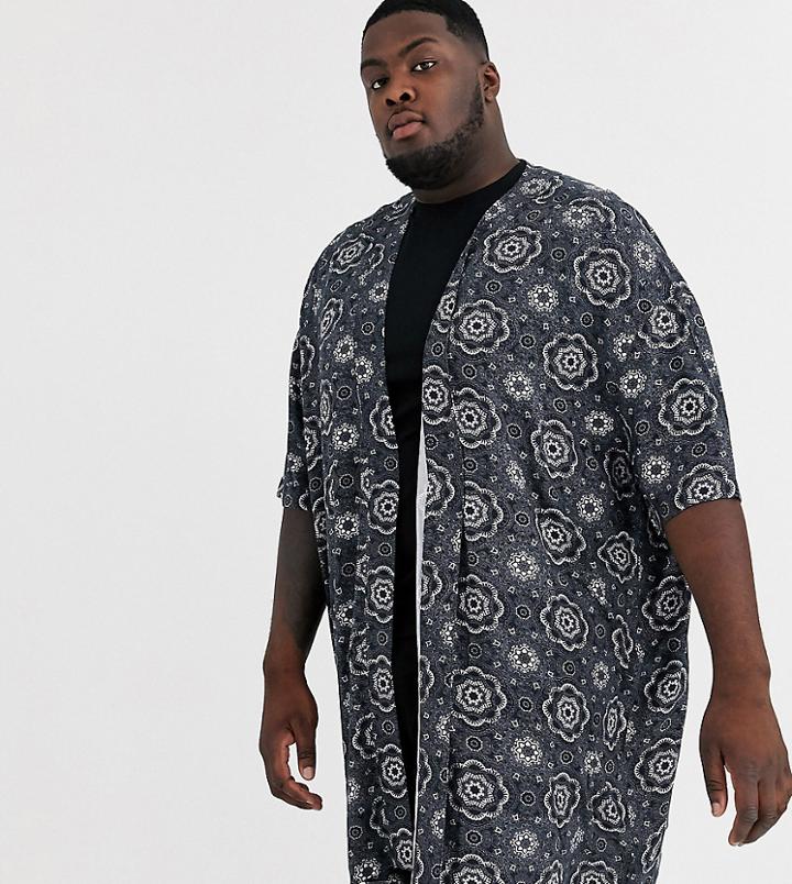 Asos Design Plus Kimono In Geo Print