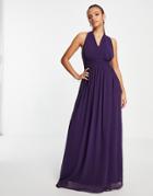 Goddiva Tie Waist Maxi Dress In Purple
