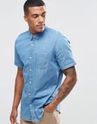 New Look Denim Shirt With Micro Print In Regular Fit - Blue