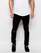 Jack & Jones Skinny Jeans With Rips - Black