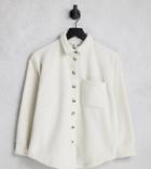Topshop Petite Fleece Shirt In Ivory-white