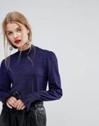 Y.a.s Knitted Sweater With Fluted Sleeve - Navy