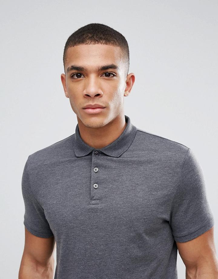 Asos Jersey Polo In Gray - Gray