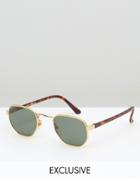 Reclaimed Vintage Square Sunglasses With Gold Frame In Tortoiseshell - Gold