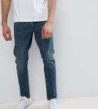 Asos Tall Tapered Jeans In Vintage Dark Wash - Blue