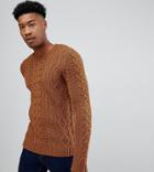 Asos Design Tall Heavyweight Cable Knit Sweater In Mustard-yellow