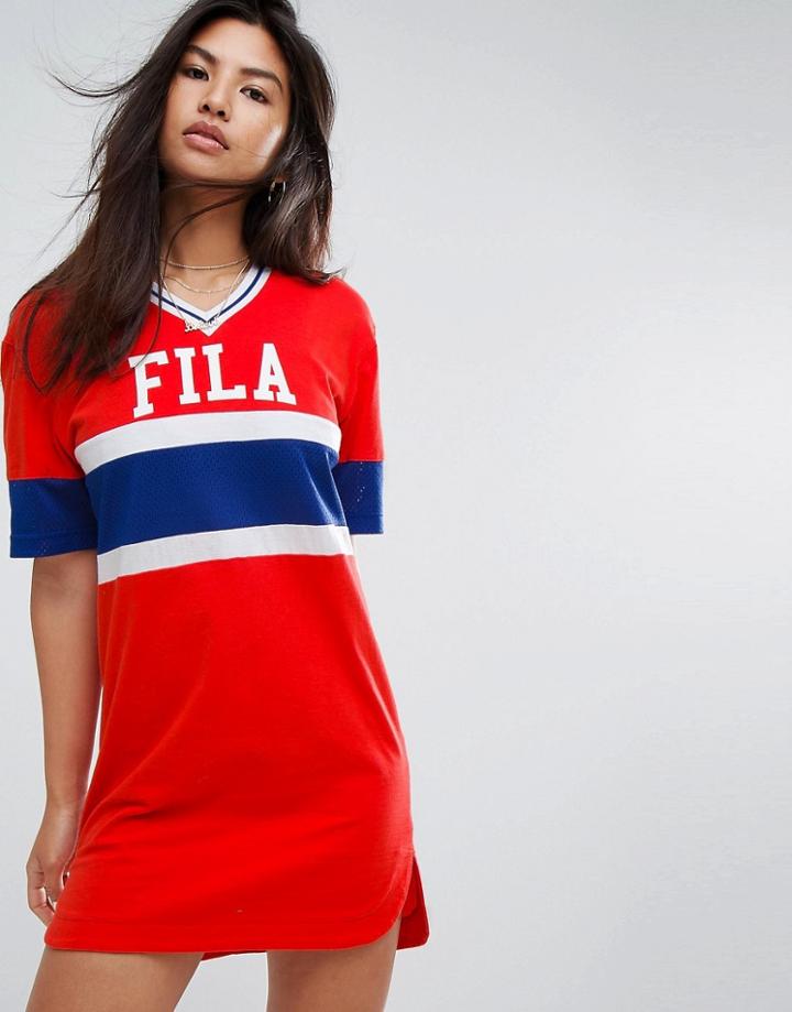 Fila Oversized Varsity T-shirt Dress - Red