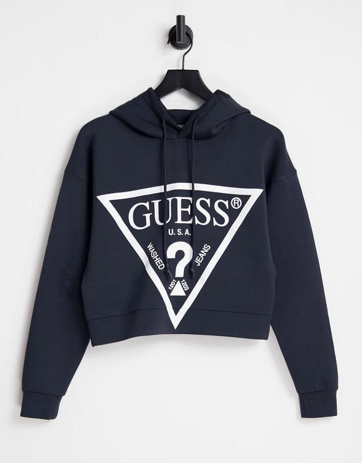 Guess Large Logo Hoodie In Black