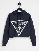 Guess Large Logo Hoodie In Black