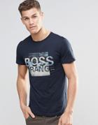 Boss Orange T-shirt With Logo Print In Navy - Navy