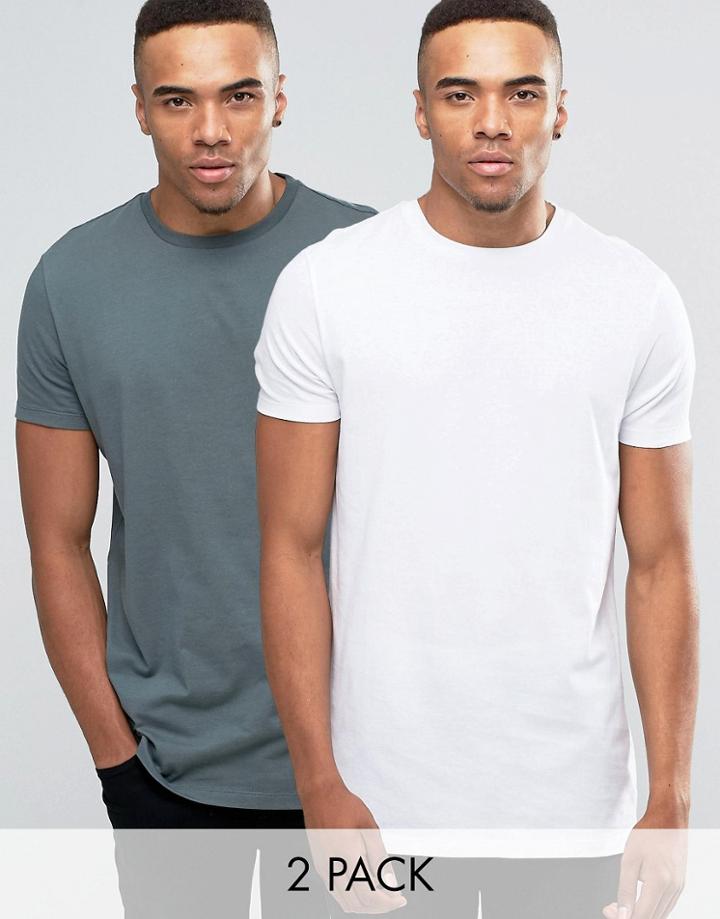 Asos Longline T-shirt 2 Pack Save 19%