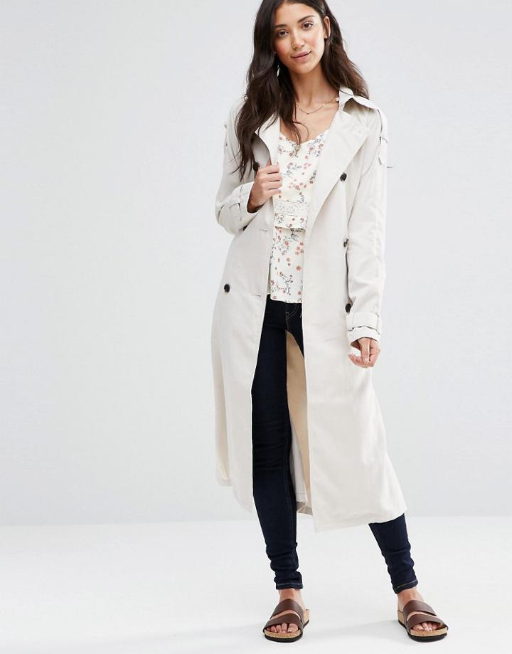 Vila Emmely Long Trench Coat - Brown
