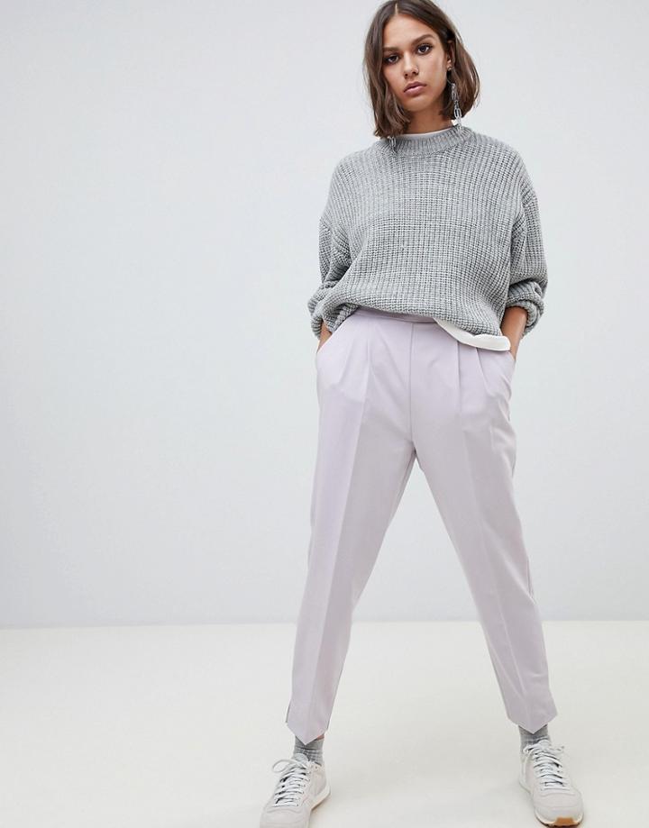 Asos Design High Waist Tapered Pants - Purple